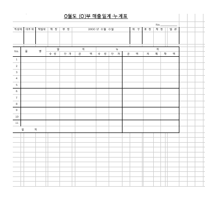 매출일계누계표 매출일계누계표
